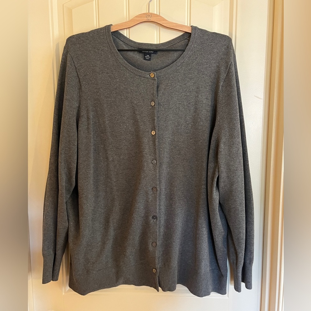 Grey Lands End Cardigan 2x